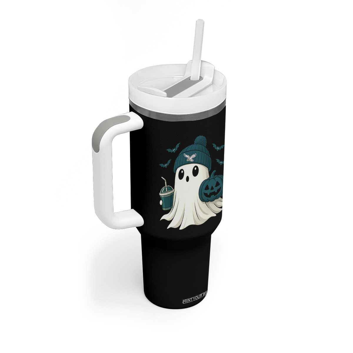 PFE Ghost Halloween Tumbler With Handle Retro Halloween Costume Philly Lover TS10 Print Your Wear