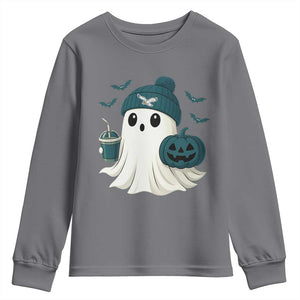 Philadelphia Ghost Halloween Youth Sweatshirt Retro Halloween Costume Philadelphia Fan TS10 Charcoal Print Your Wear