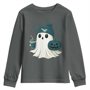 Philadelphia Ghost Halloween Youth Sweatshirt Retro Halloween Costume Philadelphia Fan TS10 Dark Heather Print Your Wear