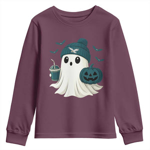 Philadelphia Ghost Halloween Youth Sweatshirt Retro Halloween Costume Philadelphia Fan TS10 Maroon Print Your Wear