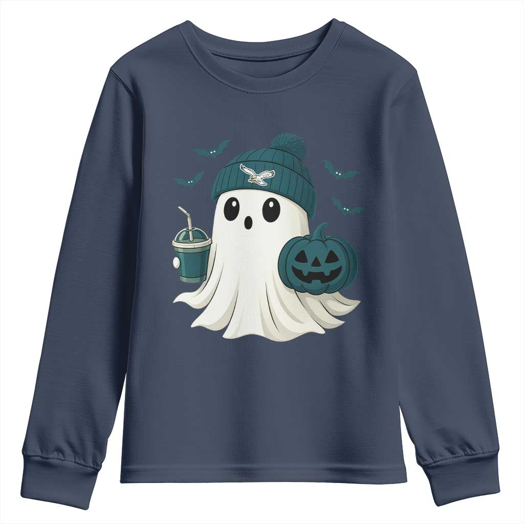 PFE Ghost Halloween Youth Sweatshirt Retro Halloween Costume Philly Lover TS10 Navy Print Your Wear