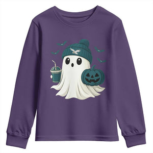 Philadelphia Ghost Halloween Youth Sweatshirt Retro Halloween Costume Philadelphia Fan TS10 Purple Print Your Wear