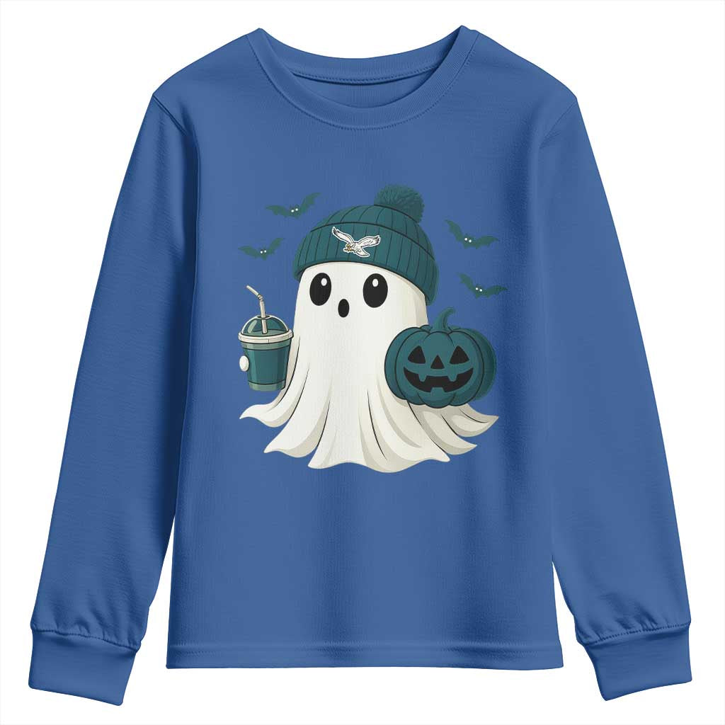 PFE Ghost Halloween Youth Sweatshirt Retro Halloween Costume Philly Lover TS10 Royal Blue Print Your Wear
