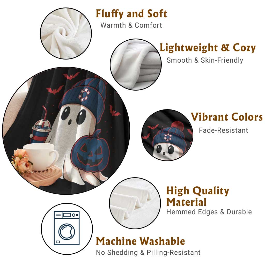 Ghost Halloween Throw Blanket Retro Patriot Halloween Costume TS10 Print Your Wear