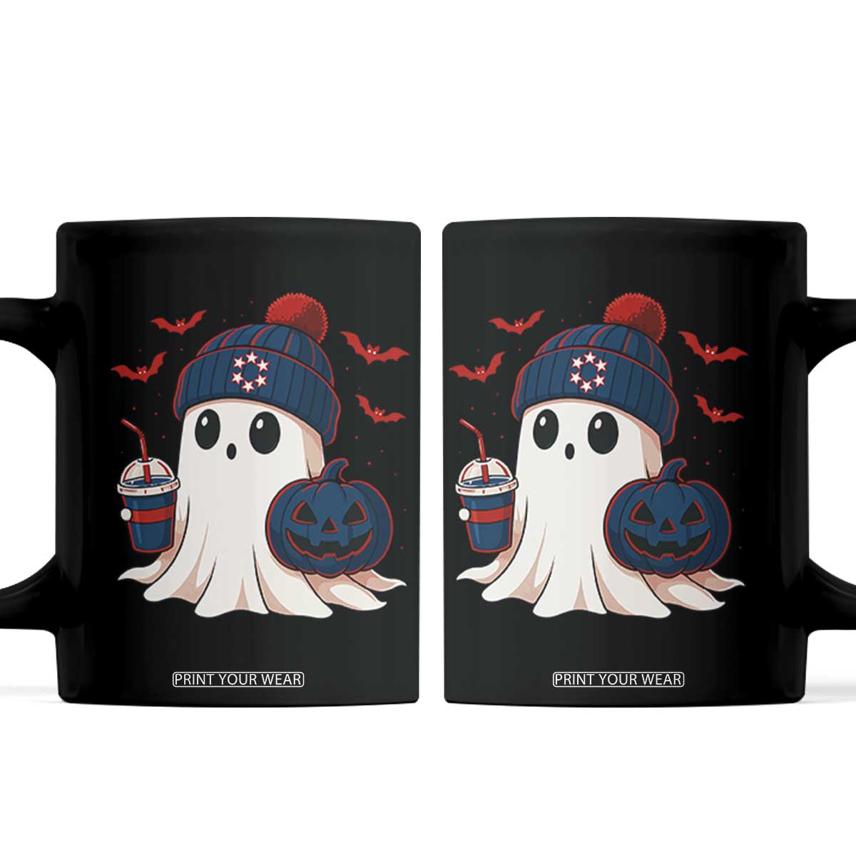 Ghost Halloween Coffee Mug Retro Patriot Halloween Costume TS10 Black Print Your Wear