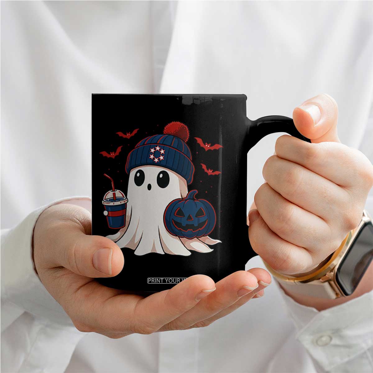 Ghost Halloween Coffee Mug Retro Patriots Halloween Costume TS10 Print Your Wear