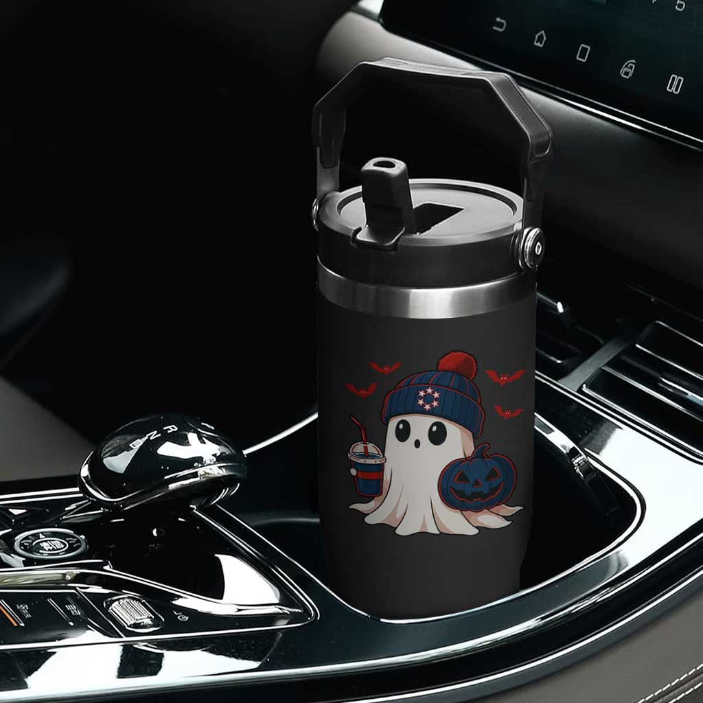 Ghost Halloween Flip Straw Tumbler Retro Patriot Halloween Costume TS10 Print Your Wear