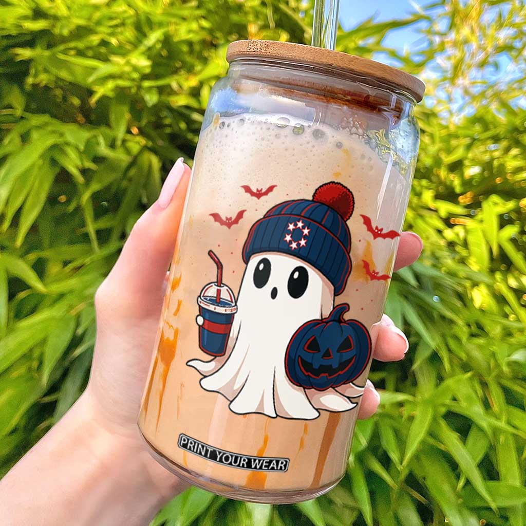 Ghost Halloween Glass Can Retro Patriots Halloween Costume TS10 Black Print Your Wear