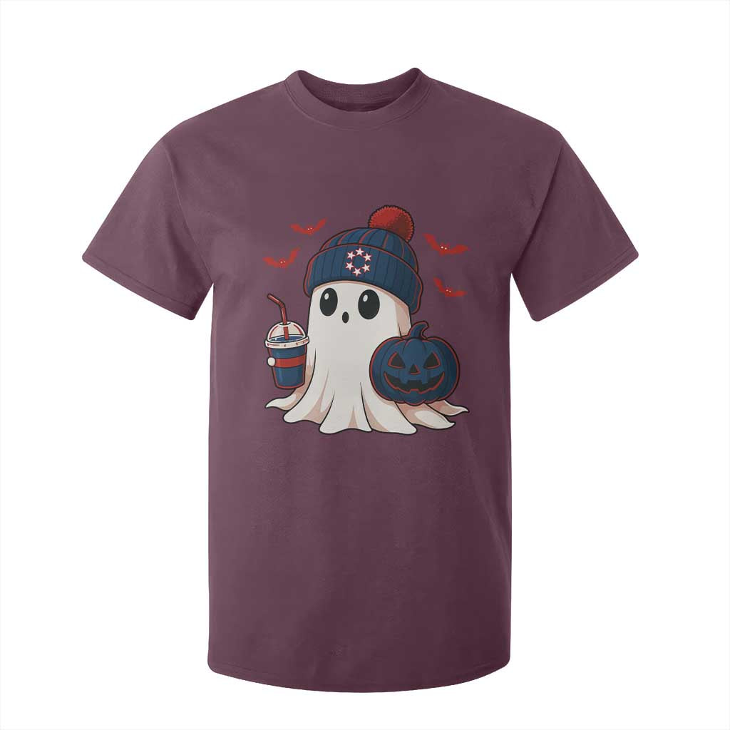 Ghost Halloween T Shirt For Kid Retro Patriots Halloween Costume TS10 Maroon Print Your Wear