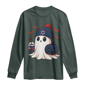 Ghost Halloween Long Sleeve Shirt Retro Patriots Halloween Costume TS10 Dark Forest Green Print Your Wear
