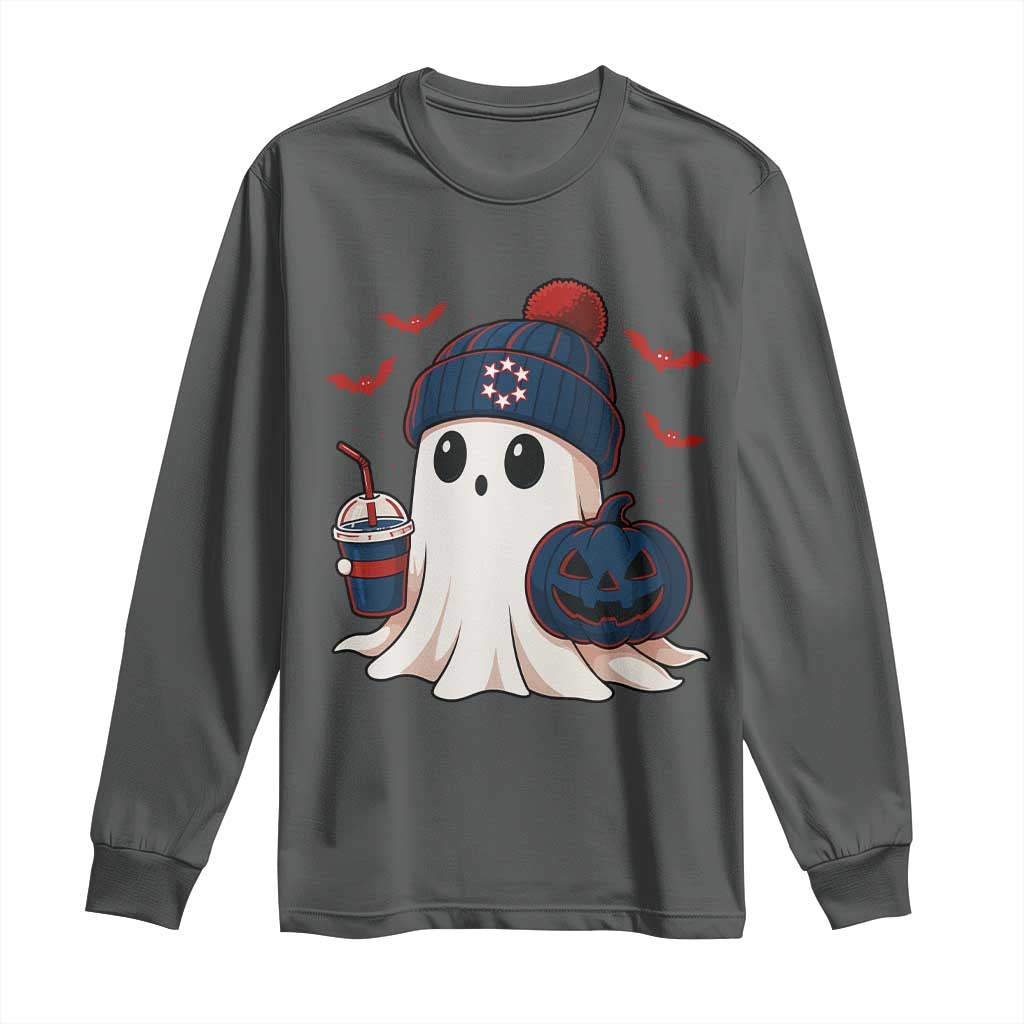 Ghost Halloween Long Sleeve Shirt Retro Patriot Halloween Costume TS10 Dark Heather Print Your Wear