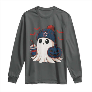 Ghost Halloween Long Sleeve Shirt Retro Patriots Halloween Costume TS10 Dark Heather Print Your Wear