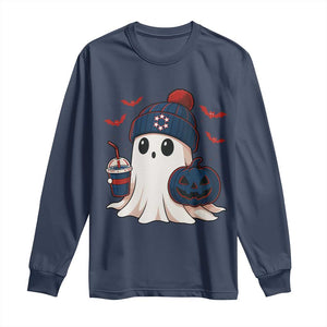 Ghost Halloween Long Sleeve Shirt Retro Patriots Halloween Costume TS10 Navy Print Your Wear