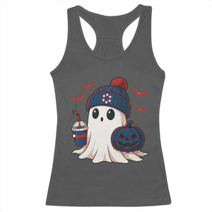 Ghost Halloween Racerback Tank Top Retro Patriot Halloween Costume TS10 Dark Heather Print Your Wear
