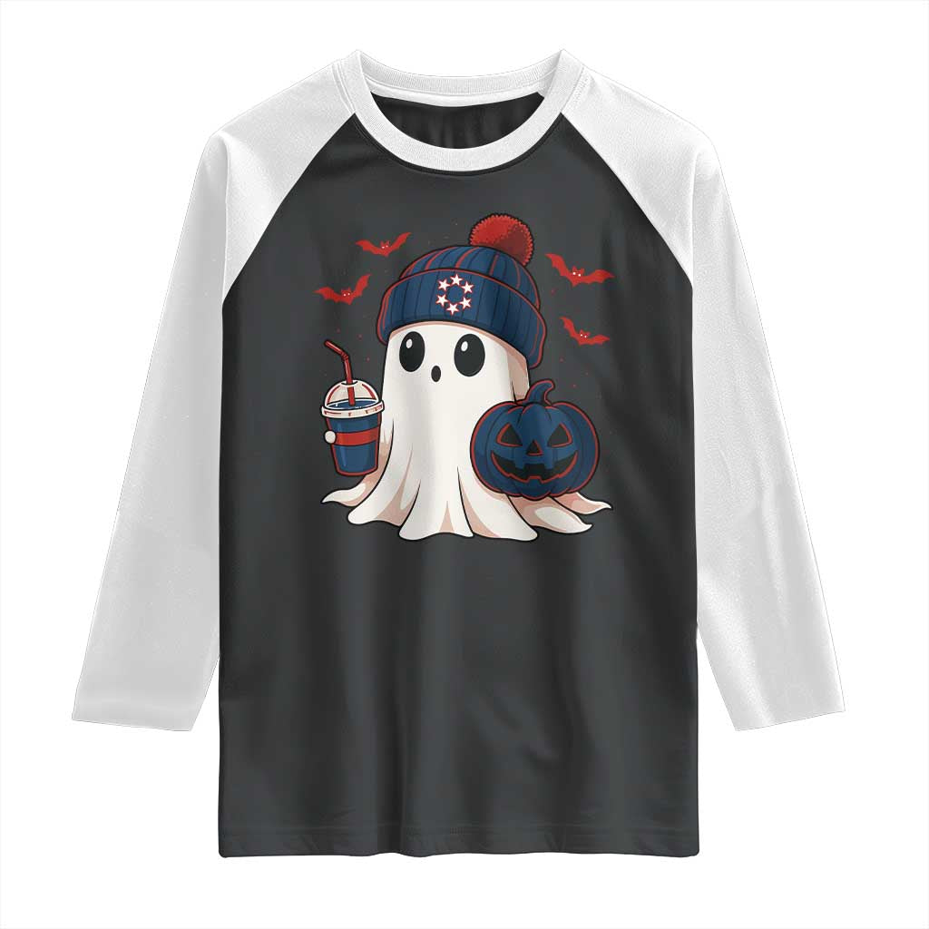 Ghost Halloween Raglan Shirt Retro Patriots Halloween Costume TS10 Black White Print Your Wear