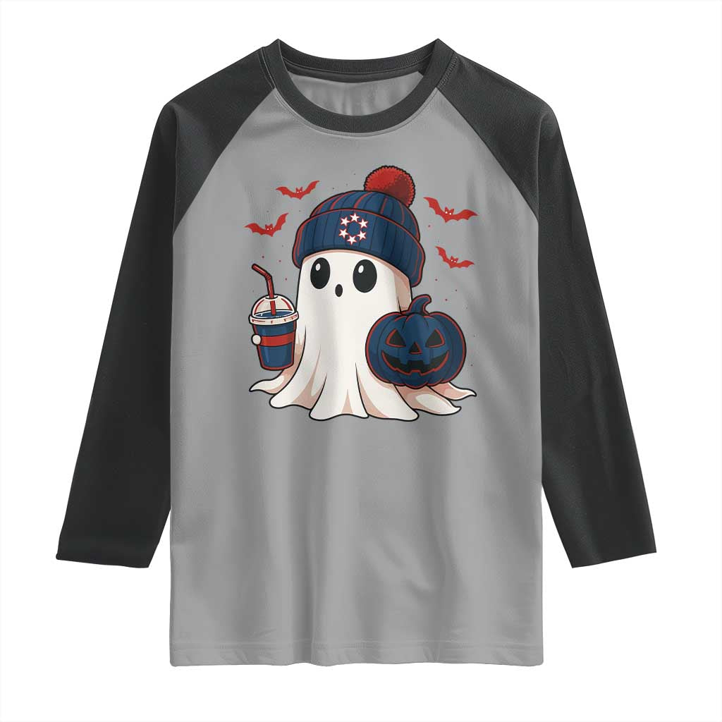Ghost Halloween Raglan Shirt Retro Patriots Halloween Costume TS10 Sport Gray Black Print Your Wear