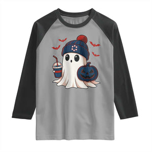 Ghost Halloween Raglan Shirt Retro Patriots Halloween Costume TS10 Sport Gray Black Print Your Wear