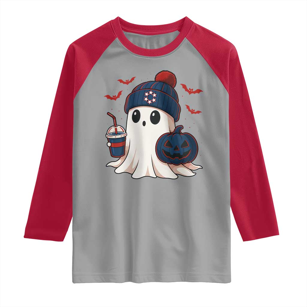 Ghost Halloween Raglan Shirt Retro Patriots Halloween Costume TS10 Sport Gray Red Print Your Wear