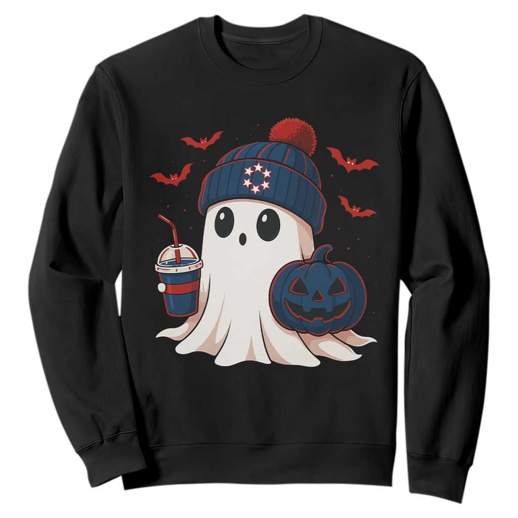 Ghost Halloween Sweatshirt Retro Patriots Halloween Costume TS10 Black Print Your Wear