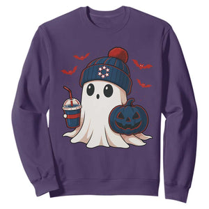Ghost Halloween Sweatshirt Retro Patriots Halloween Costume TS10 Purple Print Your Wear