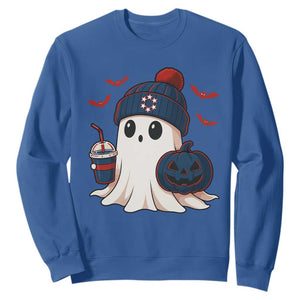 Ghost Halloween Sweatshirt Retro Patriots Halloween Costume TS10 Royal Blue Print Your Wear