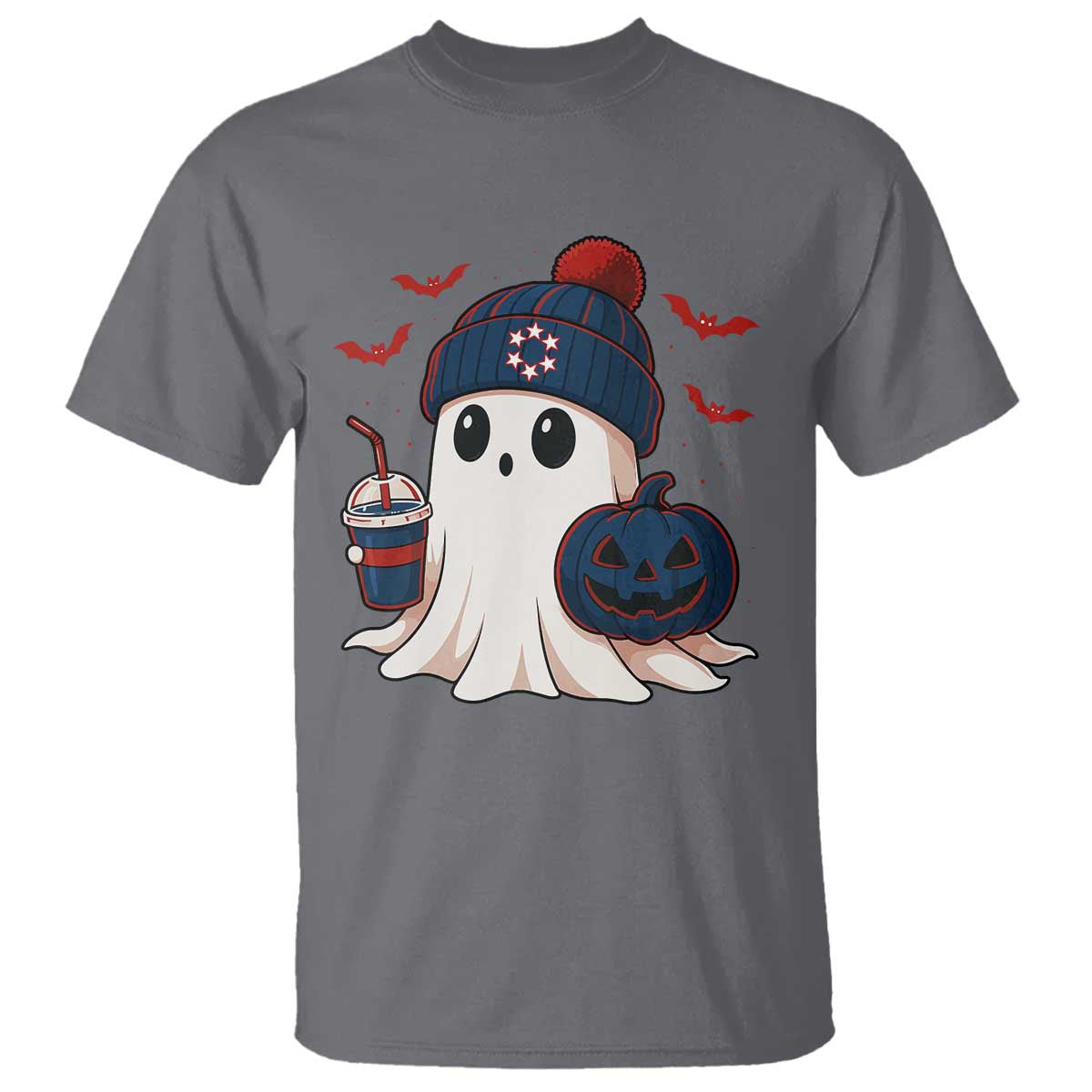 Ghost Halloween T Shirt Retro Patriots Halloween Costume TS10 Charcoal Print Your Wear