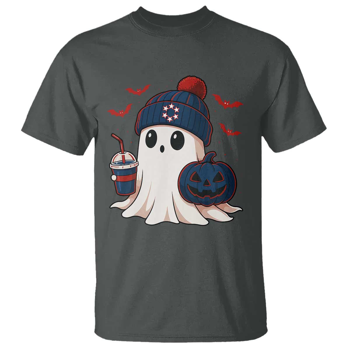 Ghost Halloween T Shirt Retro Patriots Halloween Costume TS10 Dark Heather Print Your Wear