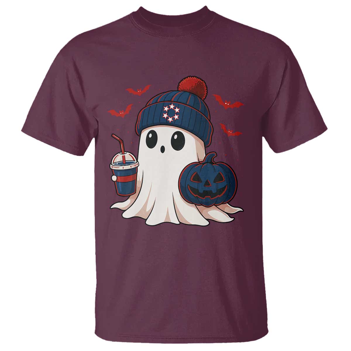 Ghost Halloween T Shirt Retro Patriots Halloween Costume TS10 Maroon Print Your Wear