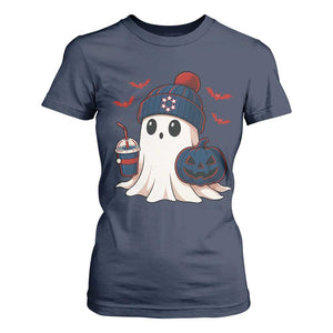 Ghost Halloween T Shirt For Women Retro Patriot Halloween Costume TS10 Navy Print Your Wear