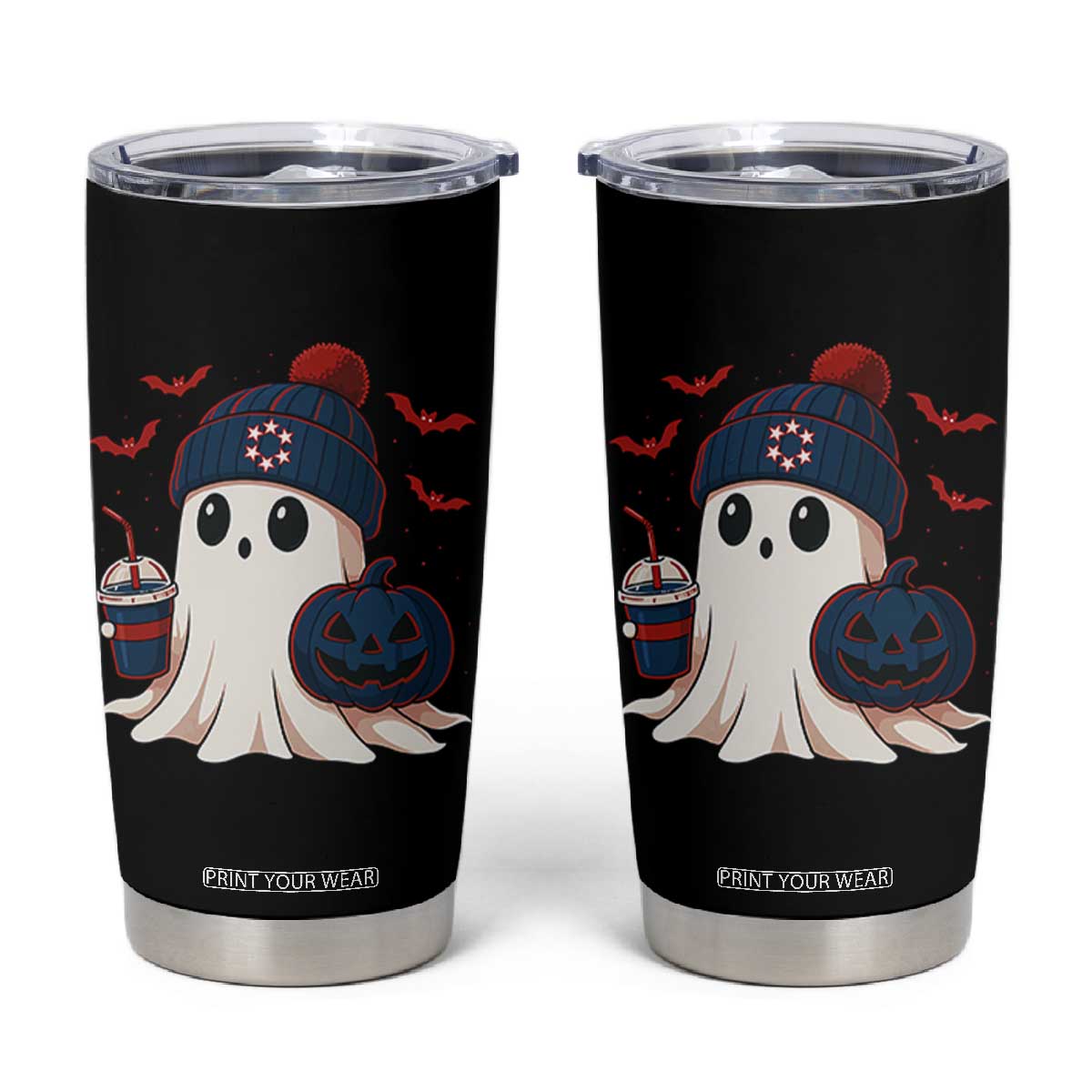 Ghost Halloween Tumbler Cup Retro Patriots Halloween Costume TS10 Black Print Your Wear