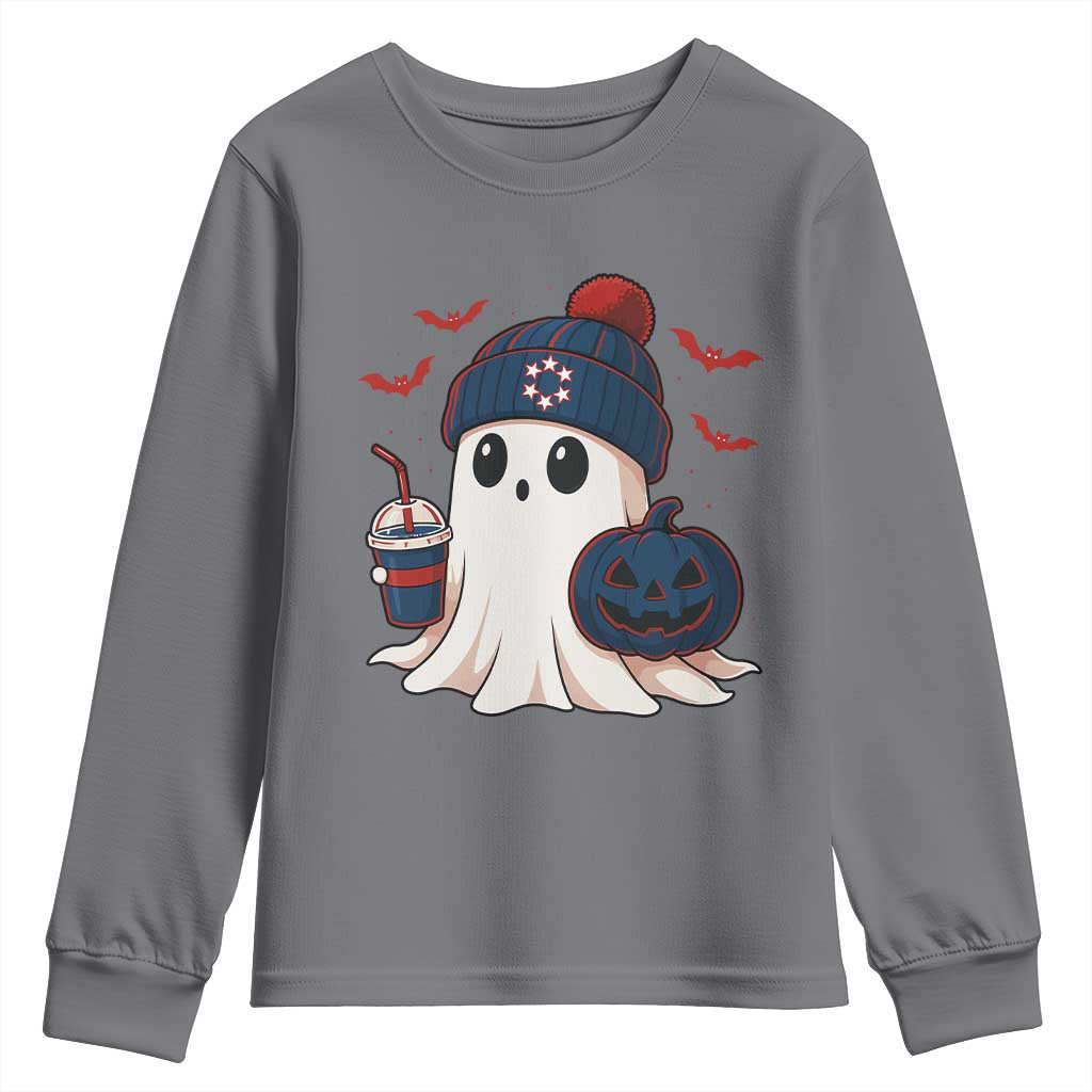 Ghost Halloween Youth Sweatshirt Retro Patriot Halloween Costume TS10 Charcoal Print Your Wear