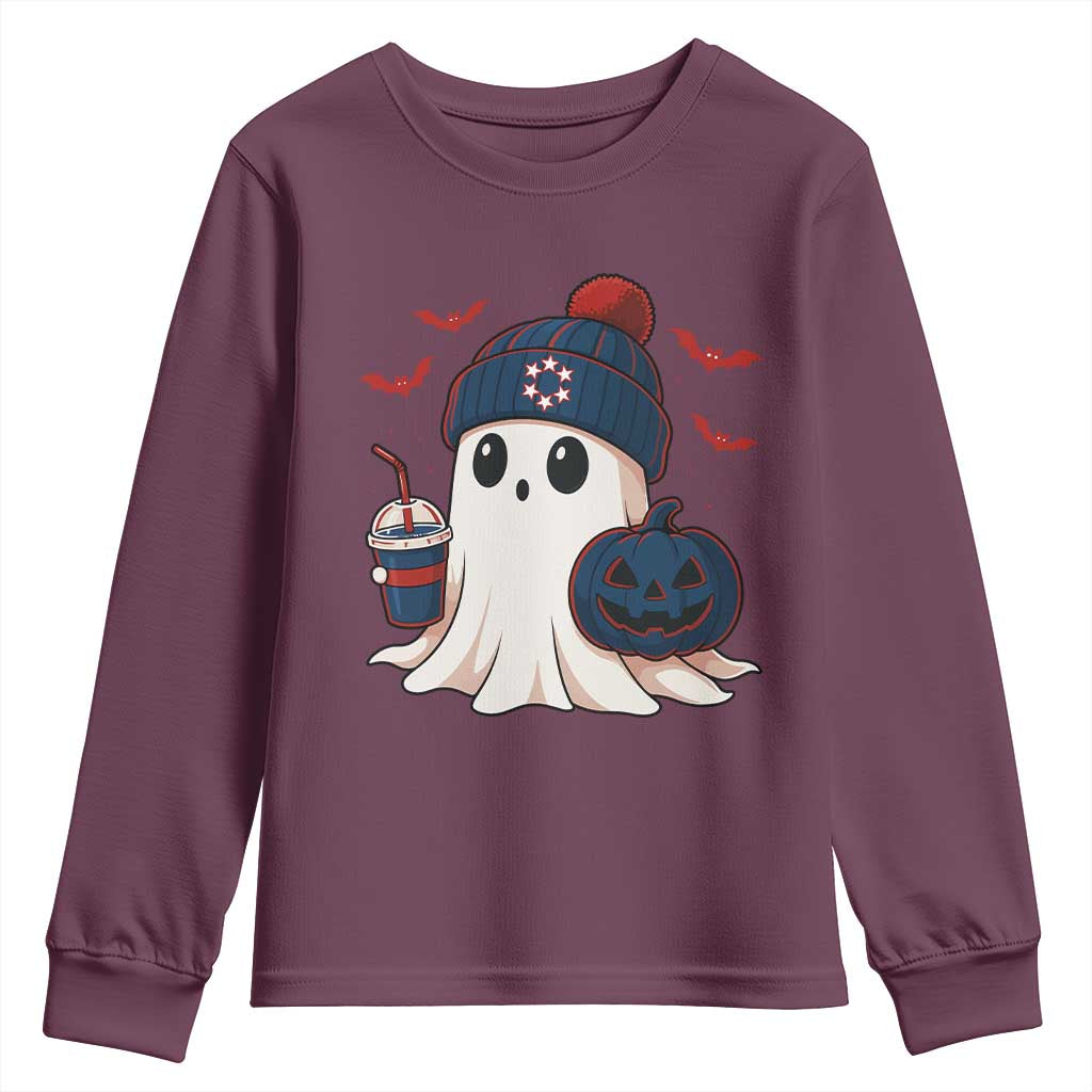 Ghost Halloween Youth Sweatshirt Retro Patriot Halloween Costume TS10 Maroon Print Your Wear