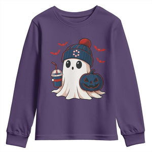 Ghost Halloween Youth Sweatshirt Retro Patriots Halloween Costume TS10 Purple Print Your Wear