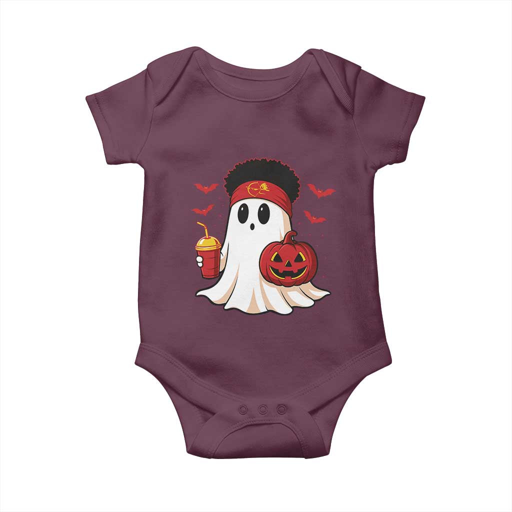 Halloween KC Ghost Baby Onesie Pumpkin Ghost Costume Football TS10 Maroon Print Your Wear