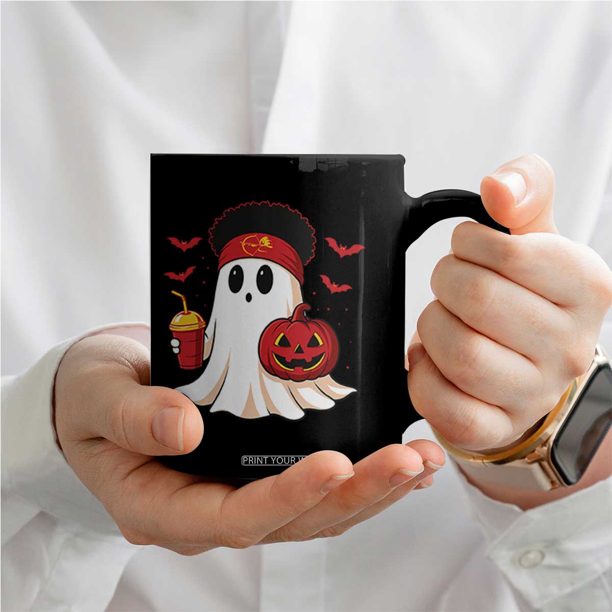 Halloween Chiefs Ghost Coffee Mug Pumpkin Ghost Costume TS10 Print Your Wear