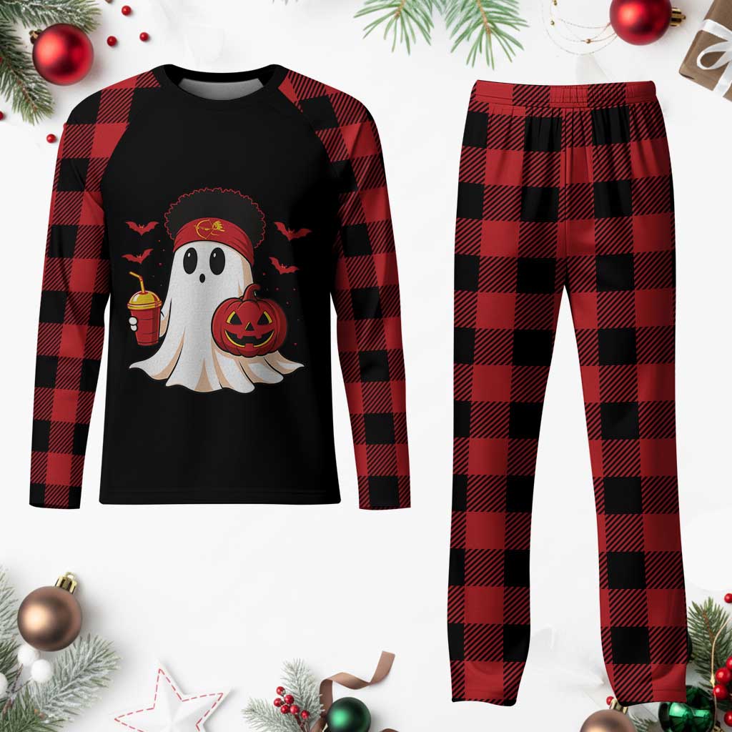 Halloween KC Ghost Plaid Pajama Set Pumpkin Ghost Costume Football TS10 Buffalo Plaid Print Your Wear