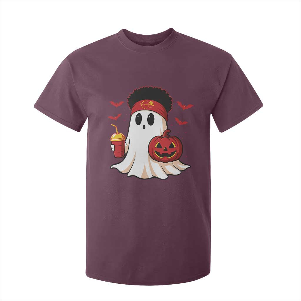 Halloween KC Ghost T Shirt For Kid Pumpkin Ghost Costume Football TS10 Maroon Print Your Wear