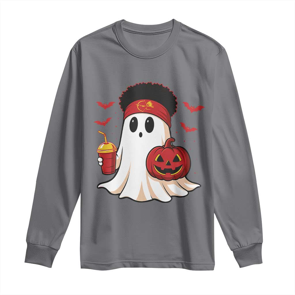 Halloween KC Ghost Long Sleeve Shirt Pumpkin Ghost Costume Football TS10 Charcoal Print Your Wear