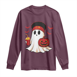 Halloween Chiefs Ghost Long Sleeve Shirt Pumpkin Ghost Costume TS10 Maroon Print Your Wear