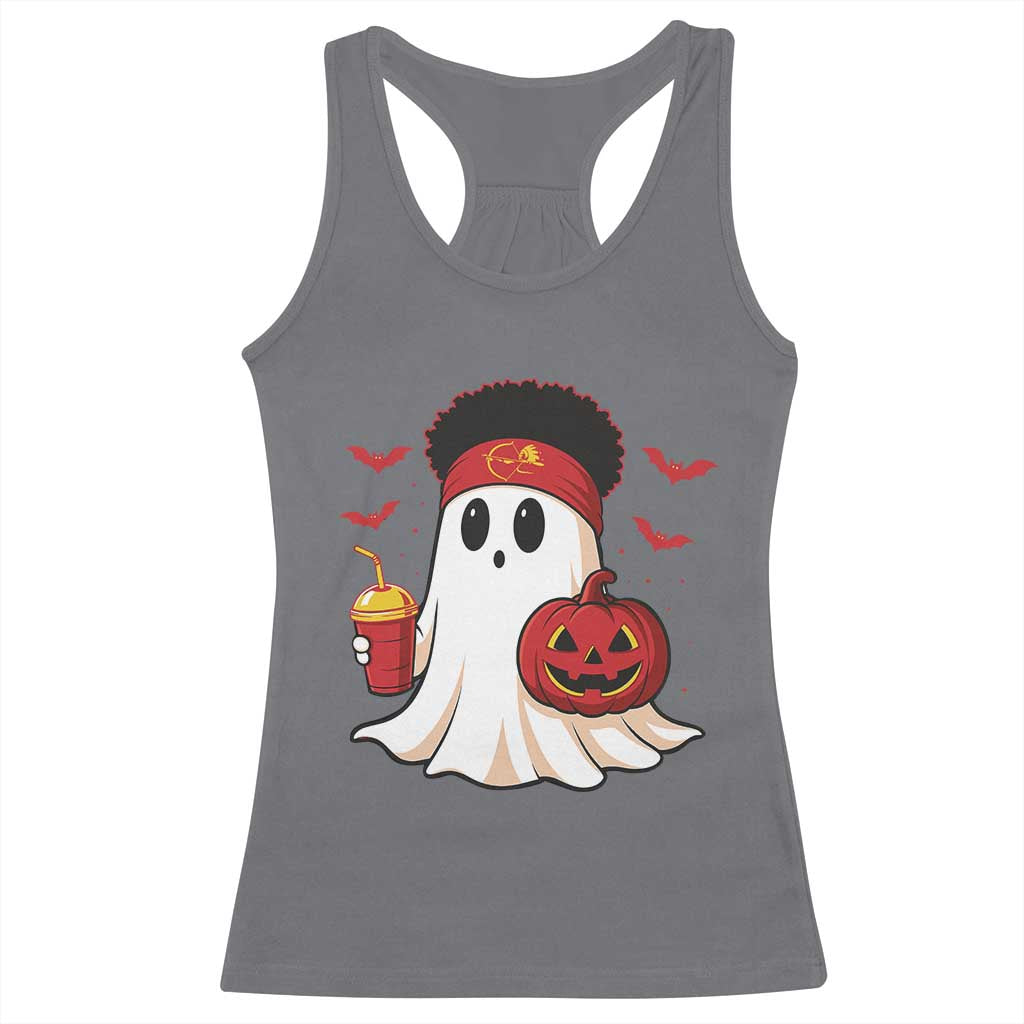 Halloween KC Ghost Racerback Tank Top Pumpkin Ghost Costume Football TS10 Charcoal Print Your Wear