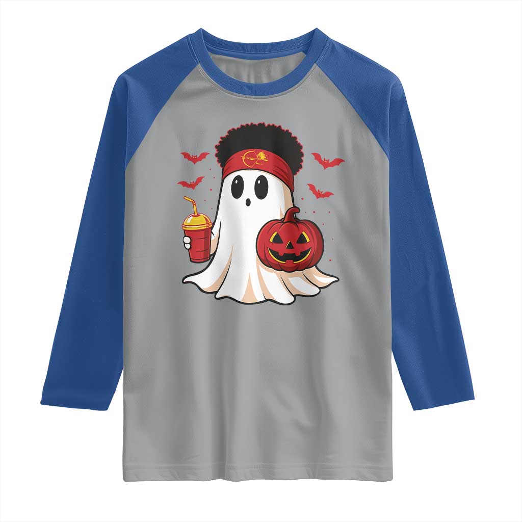 Halloween KC Ghost Raglan Shirt Pumpkin Ghost Costume Football TS10 Sport Gray Royal Print Your Wear