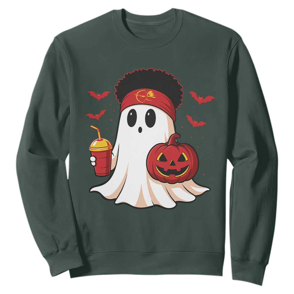 Halloween KC Ghost Sweatshirt Pumpkin Ghost Costume Football TS10 Dark Forest Green Print Your Wear