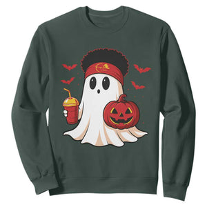 Halloween Chiefs Ghost Sweatshirt Pumpkin Ghost Costume TS10 Dark Forest Green Print Your Wear