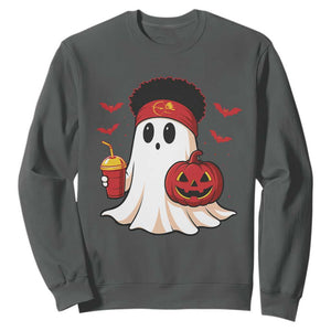 Halloween Chiefs Ghost Sweatshirt Pumpkin Ghost Costume TS10 Dark Heather Print Your Wear