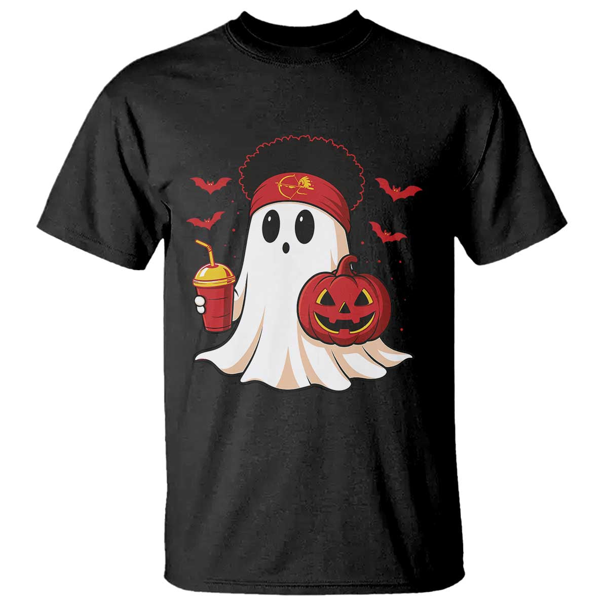 Halloween Chiefs Ghost T Shirt Pumpkin Ghost Costume TS10 Black Print Your Wear