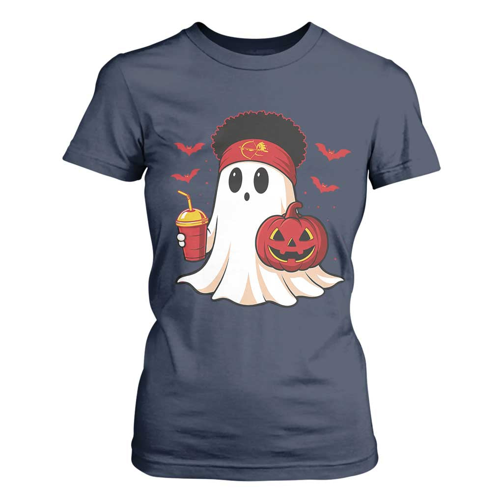 Halloween KC Ghost T Shirt For Women Pumpkin Ghost Costume Football TS10 Navy Print Your Wear