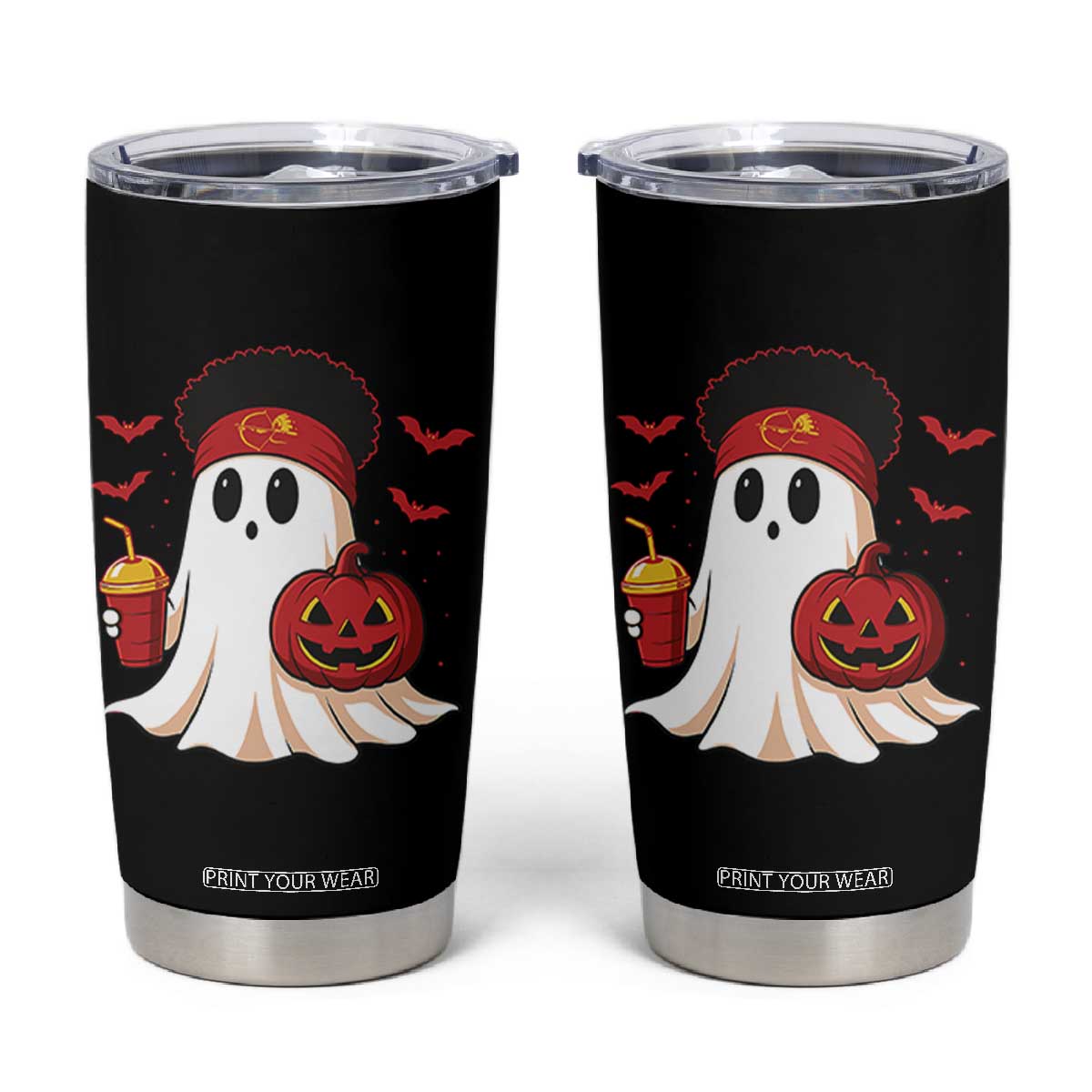 Halloween KC Ghost Tumbler Cup Pumpkin Ghost Costume Football TS10 Black Print Your Wear
