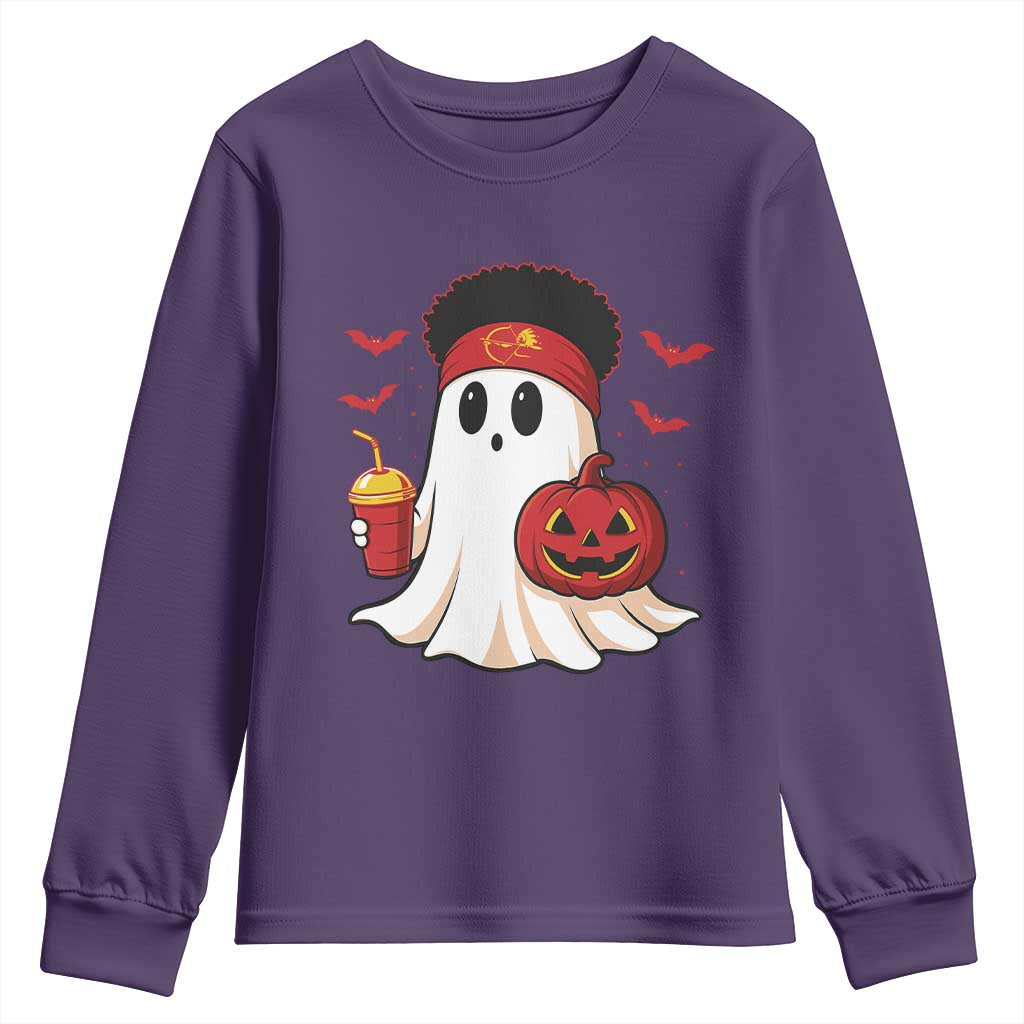 Halloween KC Ghost Youth Sweatshirt Pumpkin Ghost Costume Football TS10 Purple Print Your Wear