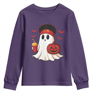Halloween KC Ghost Youth Sweatshirt Pumpkin Ghost Costume Football TS10 Purple Print Your Wear