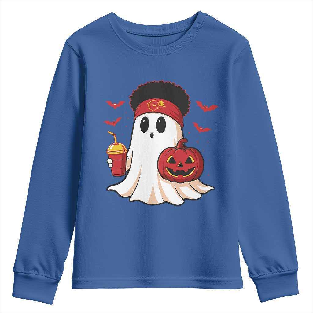 Halloween Chiefs Ghost Youth Sweatshirt Pumpkin Ghost Costume TS10 Royal Blue Print Your Wear